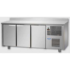 Tavolo Refrigerato Temperatura Positiva 3 Sportelli con Piano Superiore e Alzatina profondità cm 60